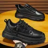 Zapatos de Hombre Otoño Nuevos Zapatos Deportivos y de Ocio para Hombre Versátiles Impermeables Antideslizantes Zapatos de Cuero Negros Zapatos de Trabajo de Cuero