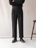 Calça de Terno Masculina Casual de Cintura Alta para Primavera e Verão, Estilo Business com Fivela Paris, Calça Versátil de Corte Reto, Efeito de Caimento Nápoles, Calça Social Sem Amassar