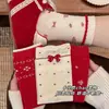 Calcetines Rojos de Año Nuevo con Lazo para Niñas y Mujeres, Calcetines de Media Pantorrilla Otoño/Invierno, Estilo Coreano Floral, Absorbentes de Sudor, Sin Costuras, Calcetines Rojos del Zodiaco del Año del Caballo
