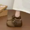 Mocassins Versáteis Confortáveis Novo Estilo Fivela Bonita Tira de Couro Retrô Moda Outono Mocassins Femininos Sola Grossa Feminino Aumento Oculto de Altura