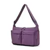 Bolsa transversal de nylon com zíper e múltiplos bolsos estilo japonês, leve, à prova d'água, de grande capacidade, com um design estiloso