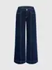 Jeans de Mujer Transfronterizos Europeos y Americanos Hme, Ajuste Holgado Adelgazante, Líneas Empalmadas, Pantalones de Pierna Ancha Largos hasta el Suelo con Caída Temu