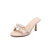 Sandalias de Tira con Lazo y Brisa Suave para Mujer, Primer Encuentro, Para Verano al Aire Libre, Tacón Alto Fino, Punta Abierta, Que Aumentan la Altura, Versátiles