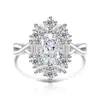 Anillo Reina de Moda de Lujo con Moissanita Colorida Piedra de Alto Carbono Brillante Anillo Huevo de Paloma Joyería Transmisión en Vivo Dropshipping