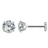 Material de Titanio G23 Garras Cuatro Zirconia Barra Espalda Plana Clavo para Oreja Clavo para Cartílago Nasal Clavo Coclear Joyería para Piercing Pendientes