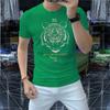 Camiseta de manga corta con perforación en caliente para hombre, cuello redondo, media manga, top de tigre, ropa de verano transpirable, novedad de 2023