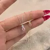 Colar de Prata Esterlina S925 Oval Rosa Pequeno Diamante Luxo Leve Doce Moda Nicho Alto Padrão Estilo Menina Rica Corrente para Clavícula de Socialite