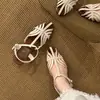 Sandalias vintage de estilo francés con cuña tejida hueca y punta cerrada para mujer, cómodas y versátiles para el verano, adecuadas para usar con faldas, zapatos romanos color nude
