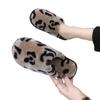 Chinelos de Algodão Femininos para Casa Moda Novo Estampa de Leopardo Antiderrapante Casa Inverno Chinelos Respiráveis Tecido Acolchoado Chinelos