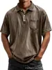 2026 Sitio Independiente de Amazon Transfronterizo Camisa Polo Casual Versátil de Manga Corta con Botones 100% Algodón para Hombre