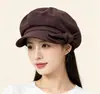 Boina octogonal negra con lazo para mujer, sombrero de pintor nube de verano para cabeza grande, gorra de vendedor de periódicos para adelgazar la cara y proteger del sol