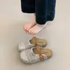 Mocasines cerrados estilo Birkenstock tejidos retro para mujer, calzado de verano para exteriores, sandalias de malla modelo nuevo 2026, pantuflas Mary Jane de suela gruesa