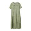 Inno Roupas Femininas Plus Size Estilo Academia Vestido com Gola de Boneca Artística Estilo Floresta de Verão Vestido Longo Emagrecedor 142139