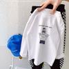 Camiseta Infantil de Algodão Puro com Manga Longa para Meninos e Meninas, Nova Peça Casual Versátil de Outono para Bebês e Crianças, Camiseta Básica para Primavera e Outono