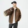 Otoño e Invierno Nuevo Vintage Japonés marrón Camisa de Trabajo para Hombre Holgada Talla Grande Casual Camisa Chaqueta Juvenil Top de Moda