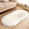 Tapete Oval de Pelúcia Branca Lã Sintética Pelo Longo Tapete de Casa Sala de Estar Quarto Janela de Canto Capacho Venda por Atacado