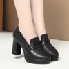 Zapatos Planos de Dropshipping, Zapatos de Pasarela Cheongsam, Zapatos de Plataforma Impermeables de Suela Gruesa para Mujeres de Mediana Edad, Mocasines de Boca Profunda, Zapatos de Cuero de Tacón Alto para Mujer