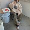 Sudadera de Mujer Gruesa con Forro Polar Nueva Otoño e Invierno Estampado de Alfabeto Japonés y Coreano Estudiante Holgada Talla Extra Jersey Manga Larga con Capucha