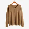 Nuevo cárdigan de punto de manga larga con cuello redondo para otoño e invierno, estilo coreano, elegante y versátil, chaqueta de moda de color liso, corte holgado casual