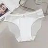 Calcinha de laço de cetim francesa, calcinha feminina leve de renda e tule respirável que modela o quadril 6015