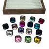 Anel de Resina Quadrado Octogonal Diamante Estilo Ins Novo Retro Colorido Simples Criativo Anel Doce