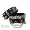 Pulseira larga de couro multicamadas, best-seller transfronteiriça europeia e americana, com um design de caveira ousado e marcante com rebites, perfeita para dança de rua punk e como um acessório estiloso