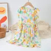 Vestido de Niña Verano Nuevo Estilo Vestido Infantil Sin Mangas Vestido de Verano Vestido de Tirantes Floral Vestido de Princesa para Niña Pequeña