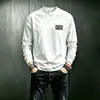 Camiseta Masculina de Manga Longa Estilo Americano com Estampa Sorona Fina Versátil Levemente Solta para Primavera Outono Inverno Camada Externa Camada Interna Camisa Base