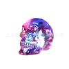 Estatua de calavera de esqueleto humano con gema de color extragrande, escultura de calavera de cristal, para Halloween, familia
