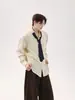 Camisa Retro Americana de Rayas Verticales de Manga Larga para Hombres y Mujeres, Diseño de Corbata para Primavera y Otoño, Top Versátil Casual Estilo Universitario