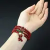 Pulseira de Contas Budistas de Oração com 108 Contas de Cinábrio Dourado Roxo Mineral Cru, Contas Budistas de Oração de Cinábrio Estilo Chinês com 108 Contas, Joia de Mão Retrô Artística