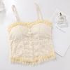 Corazón de Verano para Niña Estilo Francés Encaje Hebilla de Perla Envolvente Pecho Interior para Mujer Dulce Top de Tirantes de Chica Caliente Chaleco Espalda Hermosa 3033