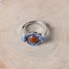Anillo de Plata S925 Azul Quemado Flor Ruyi Incrustada Rojo del Sur para Mujer Anillo Artesanal Retro de Plata Tailandesa 2024