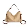 Bolsa de palha de verão estilo pastoral para mulheres, nova coleção 2026, bolsa de mão retrô plissada color block, bolsa transversal versátil