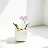 Plantas en maceta de vidrio Zibo, flores de diciembre, ramos de flores artificiales, flores de vidrio para cumpleaños, decoraciones de escritorio, adornos blancos, Día de la Madre transfronterizo
