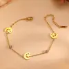 Pulseira de Aço Titânio Transfronteiriça Eletrodepositada a Vácuo com Estrela e Lua Coração de Amor Cravejada com Diamantes Banhada a Ouro 18K Pulseira Elegante de Coração de Pêssego para Mulheres