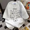 2025 Nuevo Verano Pareja Manga Corta Longitud Media Estilo Preppy Camiseta Casual Versátil Holgada Cuello Redondo Top de Nicho