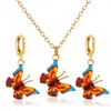 Conjunto de Joias Transfronteiriço Novo Diamantado Borboleta Gota de Água Mulheres Estilo Ins Design Criativo Colar Borboleta Brincos Conjunto