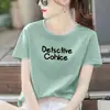 Camiseta de Manga Curta com Estampa de Letras da Moda para Mulheres de Meia-Idade e Idosas, Novo Estilo Coreano Versátil Slim-Fit Ins Top para o Trabalho