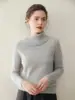 Nuevo Suéter de Cachemira con Cuello para Otoño e Invierno 2025 para Mujer, Color Sólido, Holgado, de Punto, Manga Larga, Camiseta Base Coreana