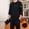 Novo conjunto esportivo casual de algodão para outono e inverno masculino, conjunto de duas peças com suéter de gola redonda para fitness e corrida, masculino de meia-idade
