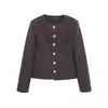 Chaqueta de Traje Transfronteriza Europea y Americana para Mujer Tendencia Europea y Americana Ropa de Mujer Primavera y Otoño Botón Cuello Redondo Moda Europea y Americana Negro