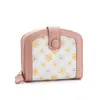 Margarida Pequena Floral ~ Carteira Feminina Elegante Simples Estilo Mori Grande Capacidade Bolsa de Cartão Dobrável Ultrafina Carteira de Tecido