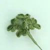 Galhos de Flor de Trevo Crochê Feitos à Mão Transfronteiriços, Flores e Folhas Artificiais de Lã Acabada, Acessórios para Arranjo de Flores de Decoração de Casa