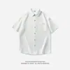 Nueva Moda de Verano para Hombre Ropa Holgada Marca de Moda Estudiante Camiseta de Manga Corta Jacquard Seda de Hielo Top Camisa Lel