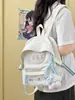 Textura japonesa fofo fofo urso bobo fofo logo mochila para estudante do ensino fundamental macia pegajosa fofa doce menina mochila pequena de viagem