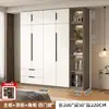 Nuevo modelo de armario de dormitorio para vivienda de alquiler, moderno y sencillo, combinación de colores gris y blanco con compartimentos abiertos, almacenamiento multizona, fabricado con paneles engrosados