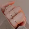 ¡Excelente! Anillo Facial de Acero de Titanio Color Duradero Paisaje Frío para Mujer Simple y Exquisito Diseño de Nicho Juego de Anillos para Usar Apilados