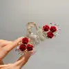 Aleación de hierro accesorios para el cabello rosa rojo mariposa borla pasador parte trasera de la cabeza pinza grande pinza de tiburón de alta calidad