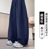 Pantalones Deportivos Casuales Gruesos Forrados de Polar Azul Marino para Mujer, Pantalones Casuales de Pierna Recta para Figuras Pequeñas, Adelgazantes de Cintura Alta A8291